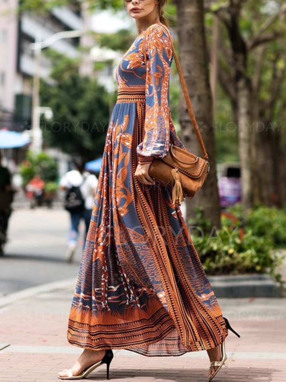 Floryday Boho Giraffe Print Maxi Dress Size 6 - Picture 7 of 7